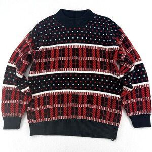 Vintage American Pride USA Knit Sweater L Red Plaid- VNTG Size, Runs Small